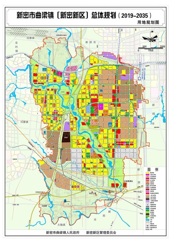 2,用地规模:2035年,规划曲梁镇城市建设用地约53平方公里,人均建设
