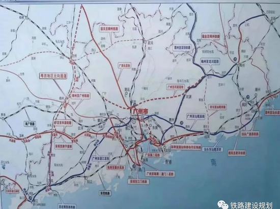 广东省铁路建设规划示意图▼