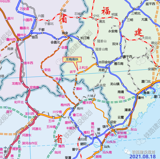 龙岩至武平至梅州铁路位置示意图▼