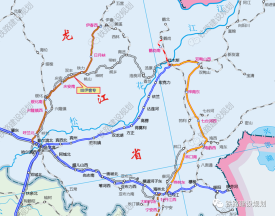 哈尔滨至铁力至伊春高铁路网走向示意图▼哈伊客专线路平面示意图▼