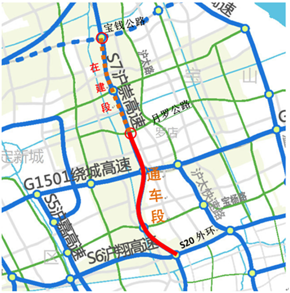 上海s7沪崇高速(s20-月罗公路)通车 宝山嘉定进市区更便捷