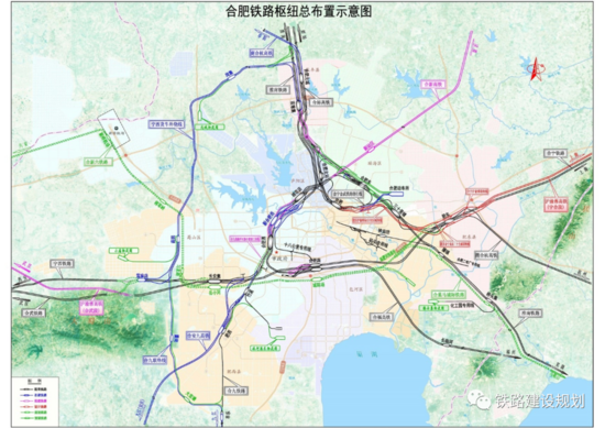 合肥铁路枢纽规划示意图▲根据沪渝蓉高铁引入方案,沪渝蓉高铁引入