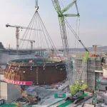 核电建设的先进生产力！中联重科起重机成功吊装田湾核电机组内穹顶球带