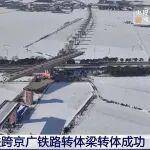 《新聞直播間》關(guān)注公司平漯周高鐵跨京廣鐵路轉(zhuǎn)體梁轉(zhuǎn)體成功