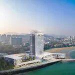 煥新啟程！煙臺(tái)洲際酒店項(xiàng)目裙樓主樓封頂