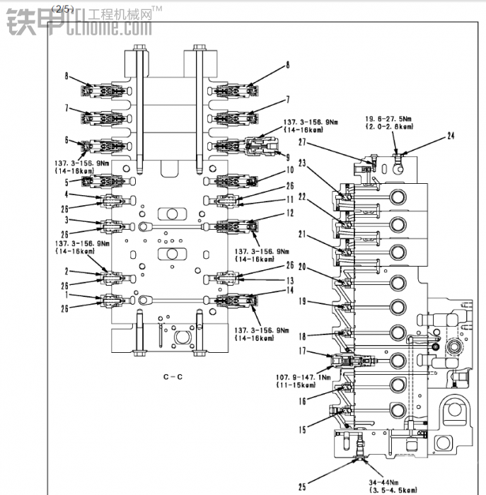 日立200分配阀管路图图片