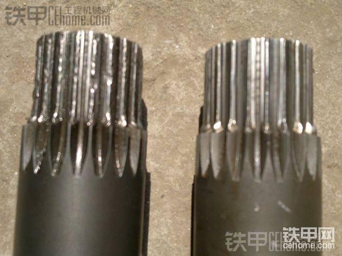 兩個(gè)花鍵損壞的情況不一樣，一個(gè)是成塊狀脫落，一個(gè)是逐漸磨損。