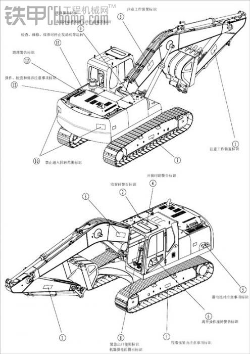 安全標識大普及 挖掘機車身“膏藥貼”含義介紹