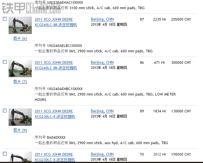 利氏兄弟在北京拍卖会所有挖机的价格