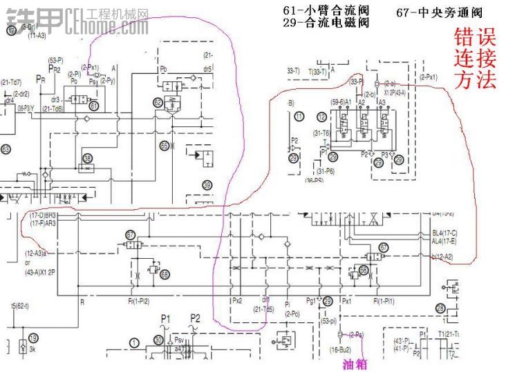 沃爾沃EC210B單獨(dú)動(dòng)作大臂，小臂慢，雙泵不合流