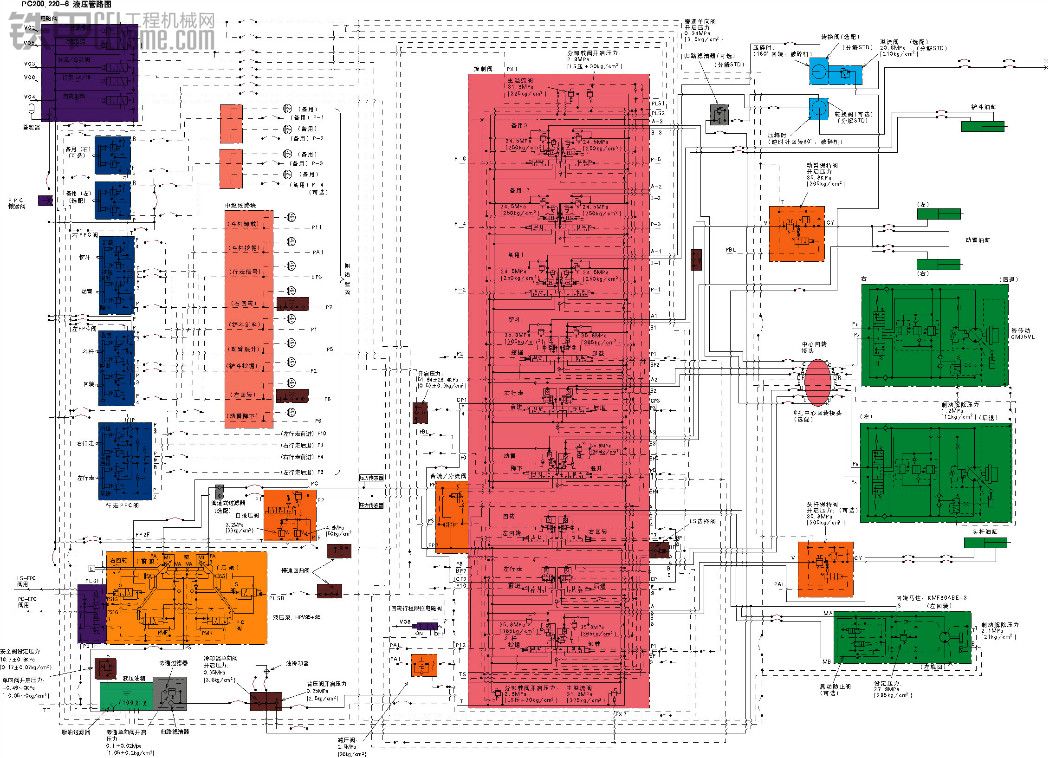 小松200-6、200-7液壓油路圖