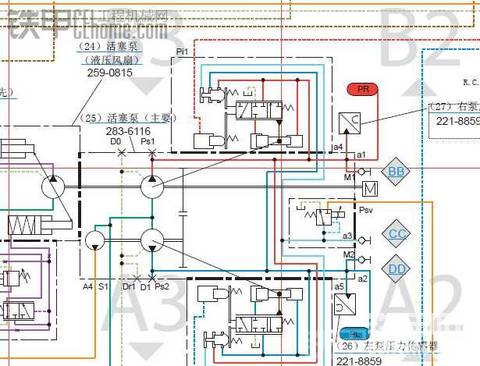 卡特330D挖土機液壓油路圖紙中文版本