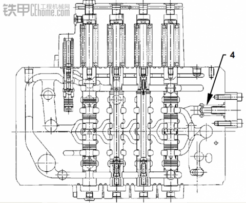 ZX230挖掘機分配器原理圖與實際分配器閥桿有誤