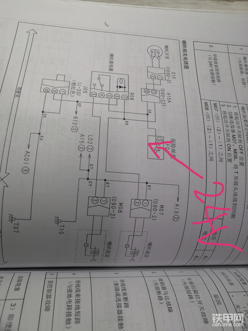 小松挖掘机的喇叭继电器以及相关的线图。