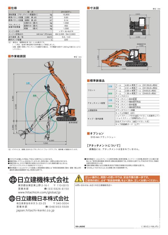 工作范围图和技术参数。
