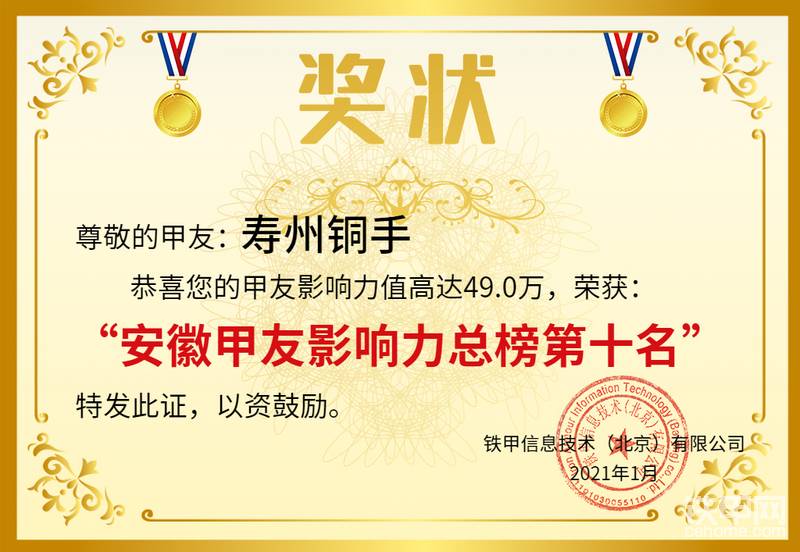 （溫馨提示：獎(jiǎng)狀稍后鐵甲管理員也會(huì)通過(guò)私信消息的方式一一發(fā)送給各位優(yōu)秀的甲友）