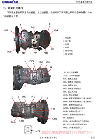 小松200-7挖掘机的液压泵的详解图