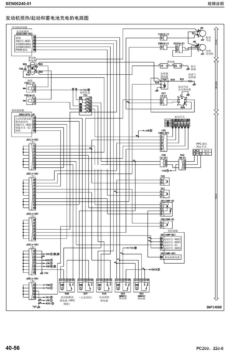这个图就是一个启动电路图，其实所有挖机，包含汽车所有的交通运输有发动机的，启动的电路都是大同小异的，此处给老铁们参考参考，以后启动电路有问题，也可以应急启动先凑合着用（此图和上述内容无关！）