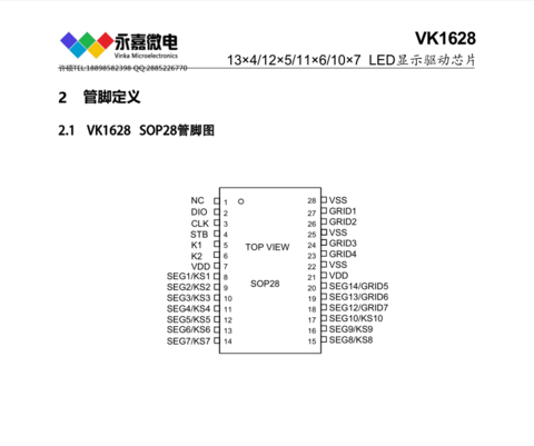 抗干擾，質(zhì)量可靠，點陣LED驅(qū)動IC-VK1628