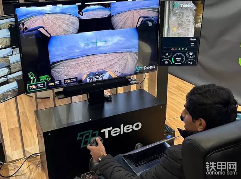 采用Teleo远程操控+半自动驾驶的模式的矿用自卸车正在演示中
