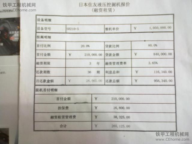 住友的210-5挖掘机价格