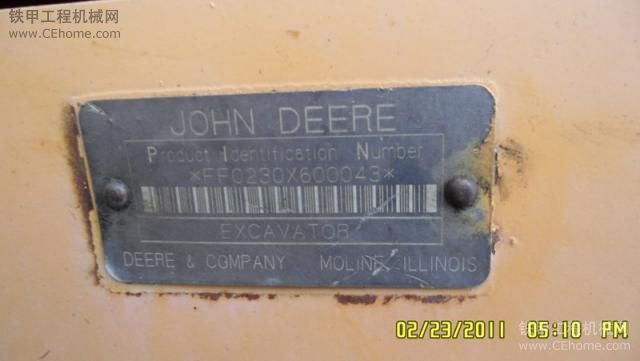 中介出售 John Deere 230LC 600043 7,139hr