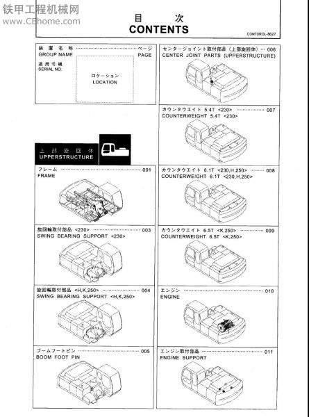 日立230進(jìn)口挖掘機(jī)零件圖冊(cè)